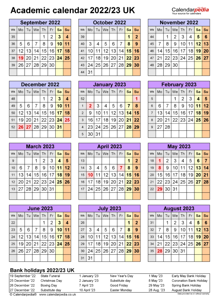 Printable Academic Calendar 2022 2023 Printable Word Searches