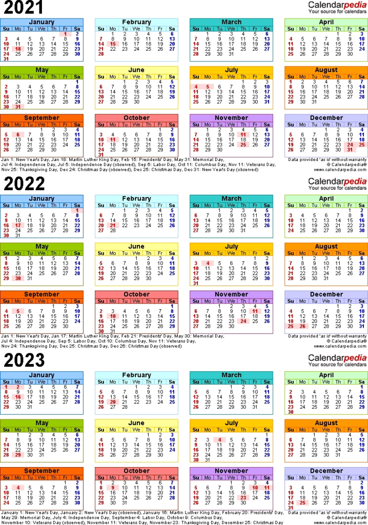 Printable Calendar For 2019 2020 2021 2022 2023