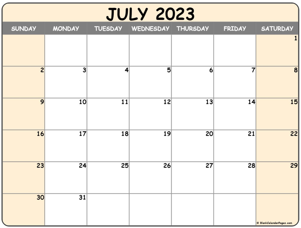 Printable Calendar July 2023 Printable World Holiday