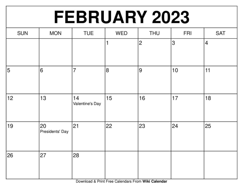 Printable February 2023 Calendar Templates With Holidays Wiki Calendar