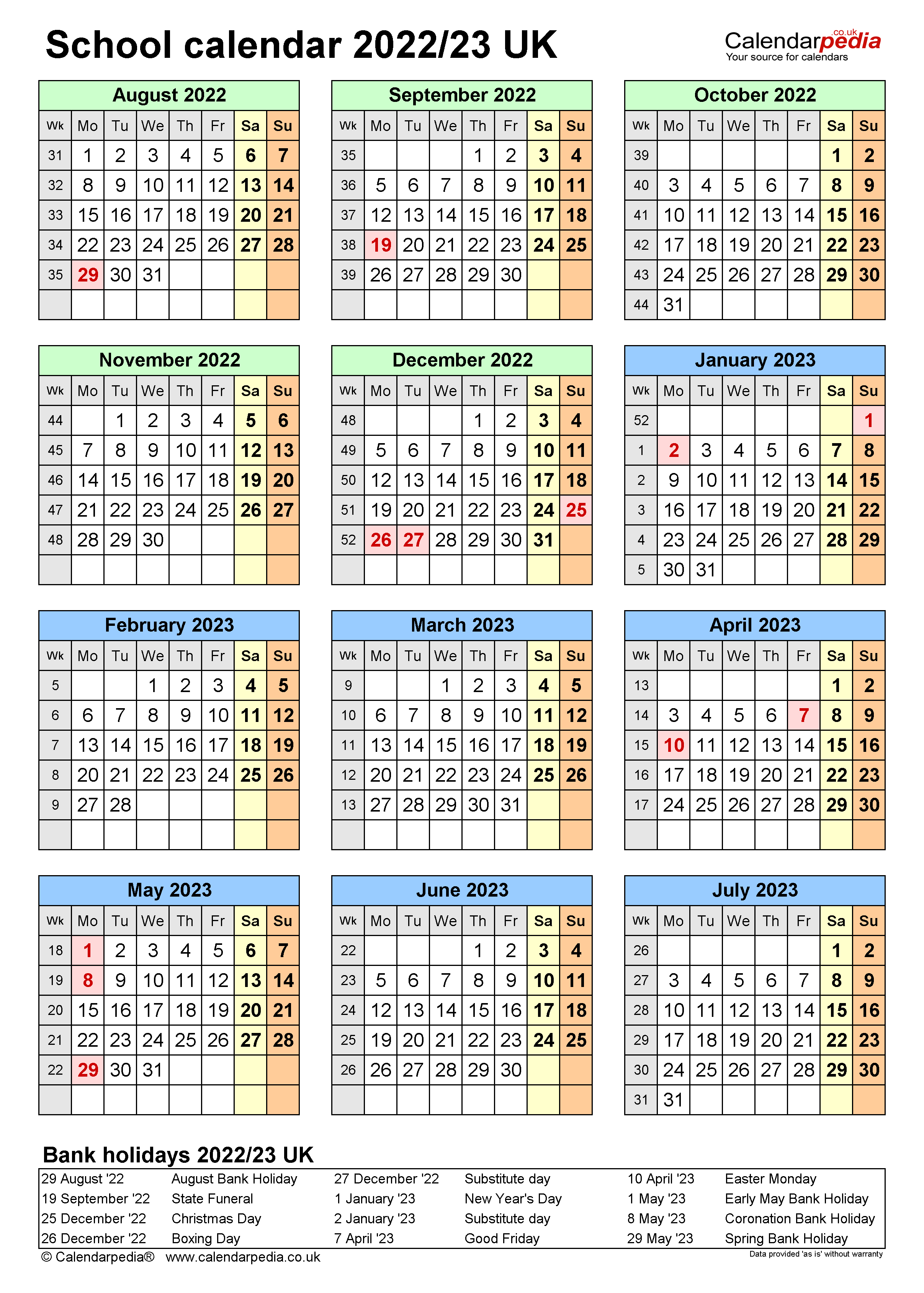 School Calendars 2022 2023 Free Printable Word Templates Gambaran
