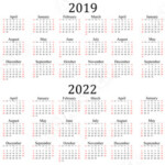 Six Year Calendar 2018 2019 2020 2021 2022 And 2023 In White