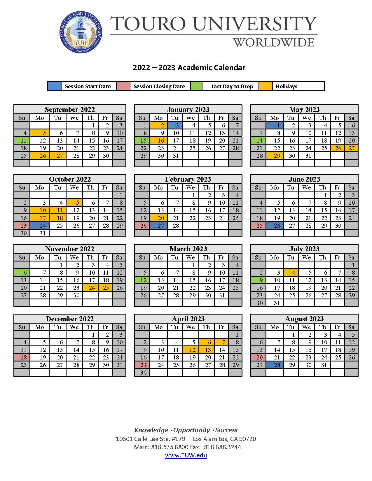 Touro Academic Calendar 2022 2023 2023 Calendar