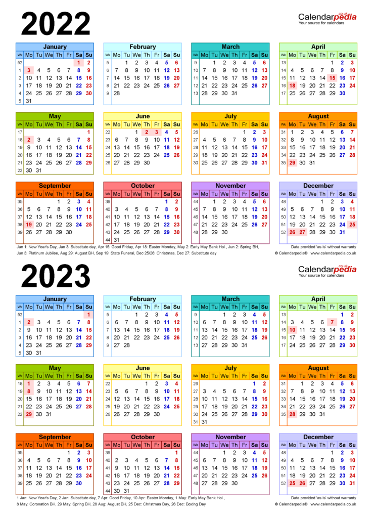 Two Year Calendars For 2022 2023 Uk For Pdf Gambaran