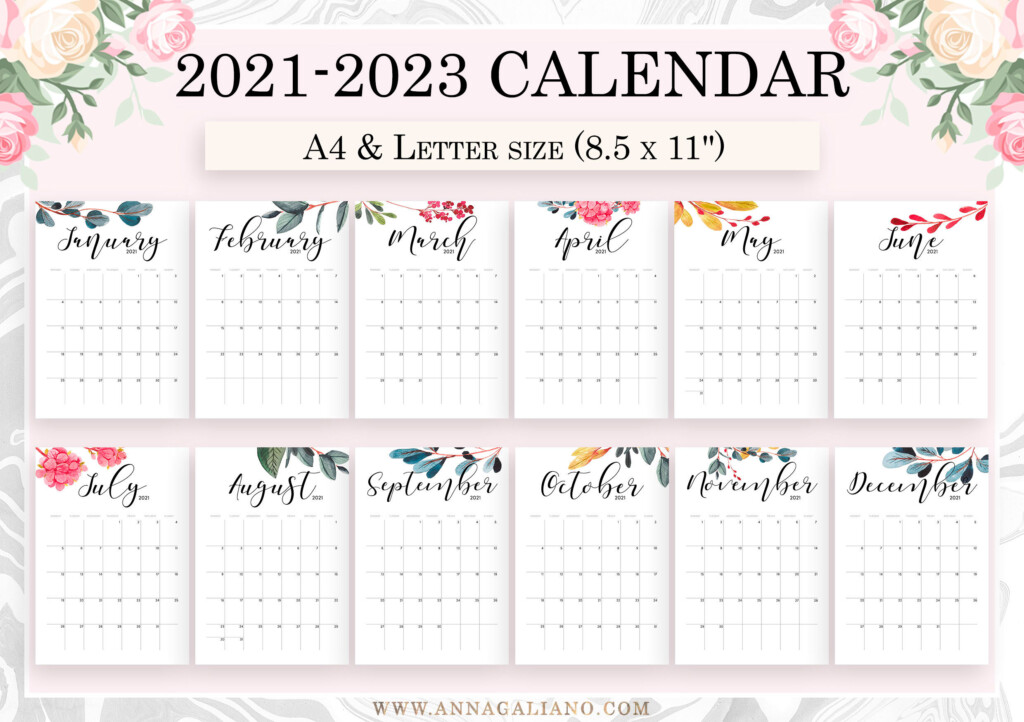 Wall Calendar 2021 2022 Monthly Calendar 2021 Printable A4 Pdf Images 